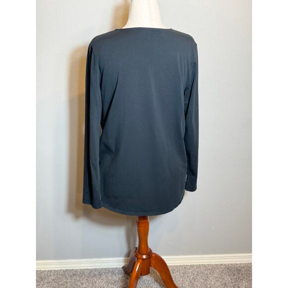 J. Jill Pure Jill tunic top black Pima stretch cotton long sleeve scoop   Sz L - Picture 3 of 8